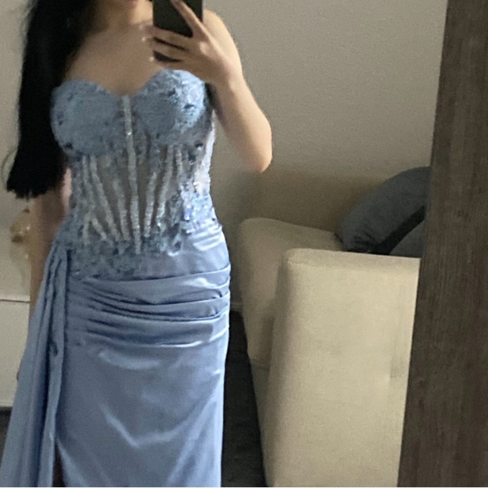 Unique Vintage Light Blue Prom Dress